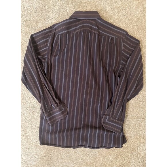 Mens Ben Sherman Long Sleeve Brown Striped Button Up Shirt Size 15 32-33 Size M - Picture 6 of 6